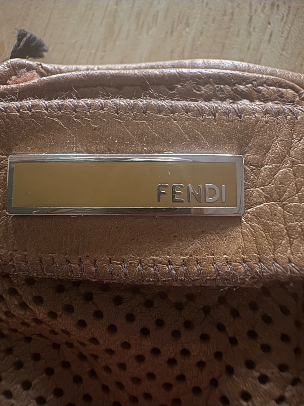 Fendi Brown Perforated Leather Gloves (New- other), XS - Picture 8 of 9